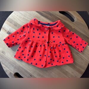 Carters Infant red with Navy Blue Hearts Valentine Baby Coat